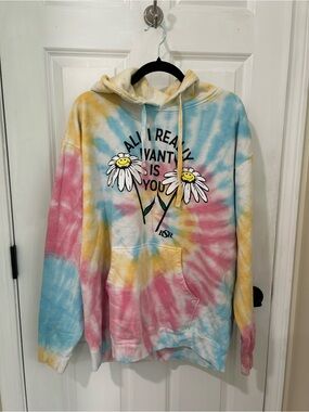 Tie-Dye Daisy Graphic Hoodie - Multicolor